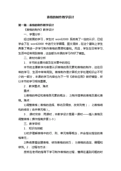 表格的制作教学设计