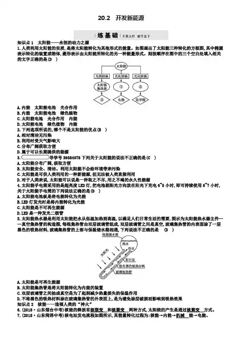 九年级物理下册20.2开发新能源练习新版粤教沪版240-