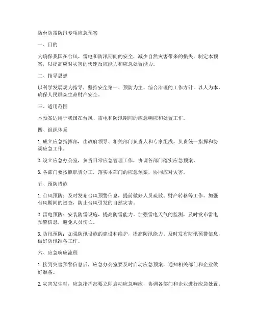 防台防雷防汛专项应急预案
