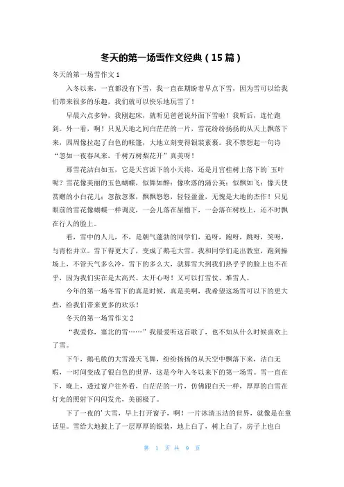 冬天的第一场雪作文经典(15篇)