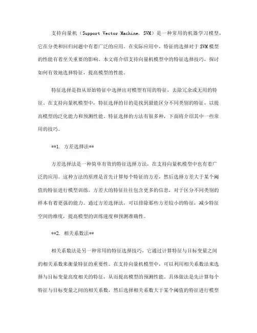 支持向量机模型的特征选择技巧(五)