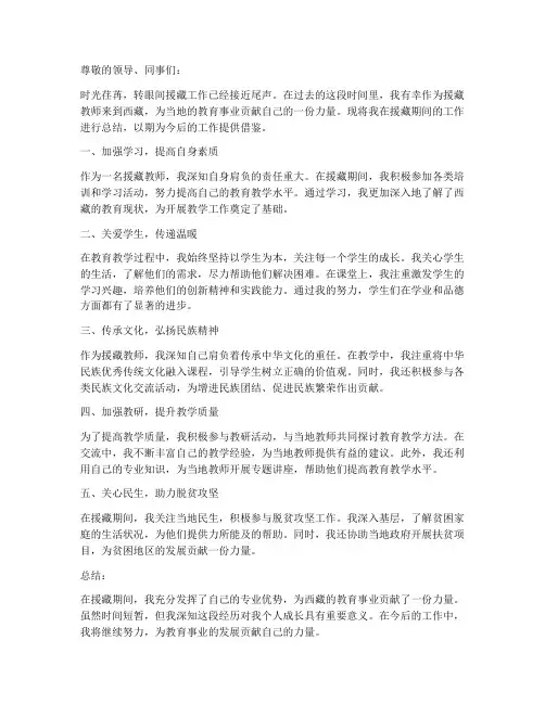 援藏期间个人工作总结教师