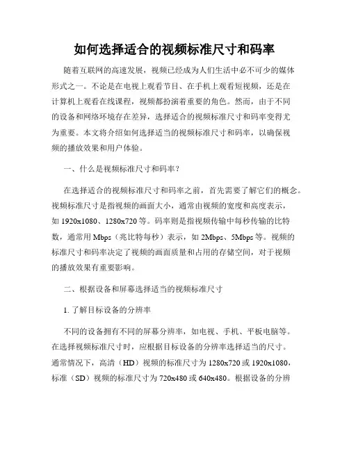 如何选择适合的视频标准尺寸和码率