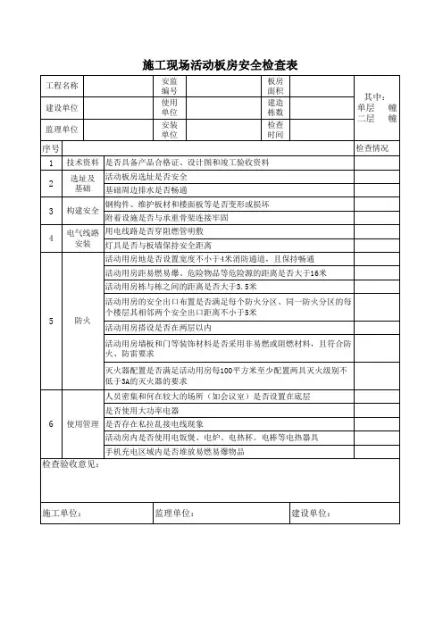 活动板房验收表