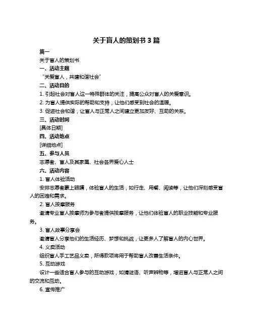 关于盲人的策划书3篇