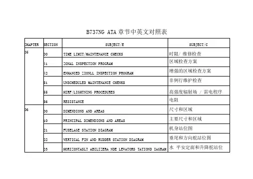 B737NGATA章节中英文对照表