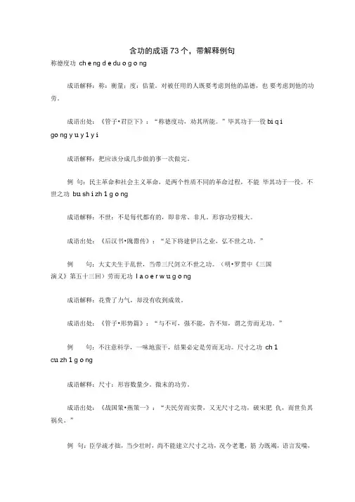 含功的成语73个,带解释例句