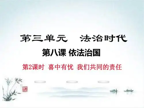 人民版九年级政治全册课件：第8课+依法治国+第2课时+喜中有忧+我们共同的责任