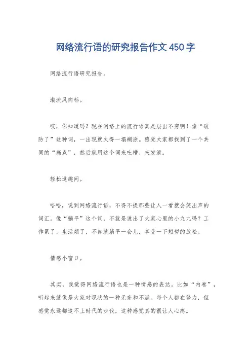 网络流行语的研究报告作文450字