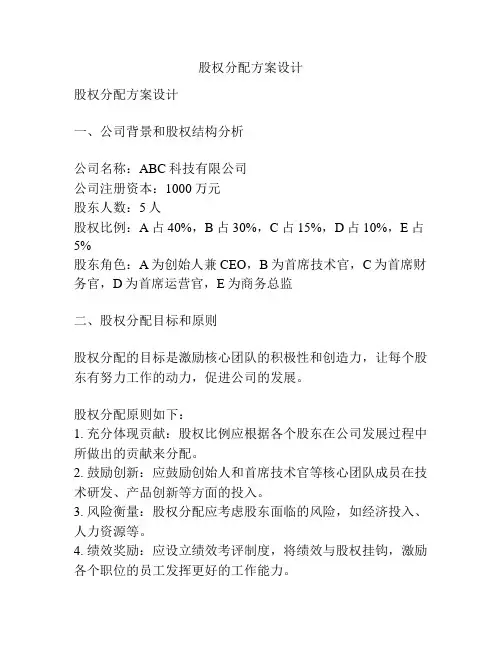 股权分配方案设计