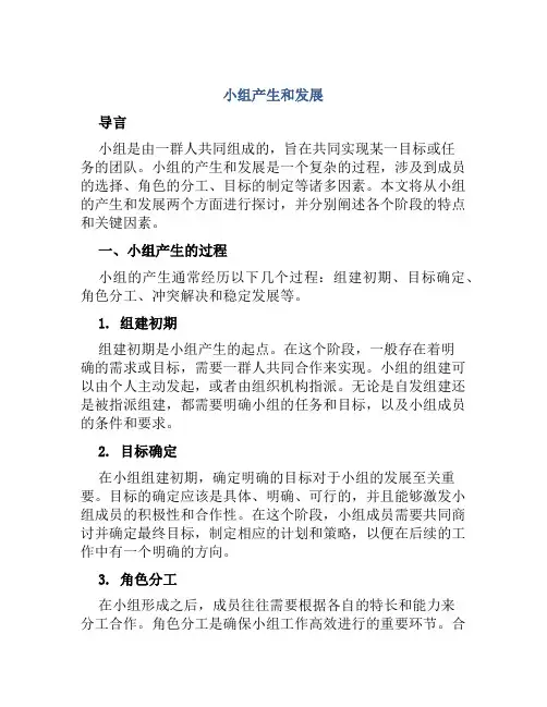 小组产生和发展