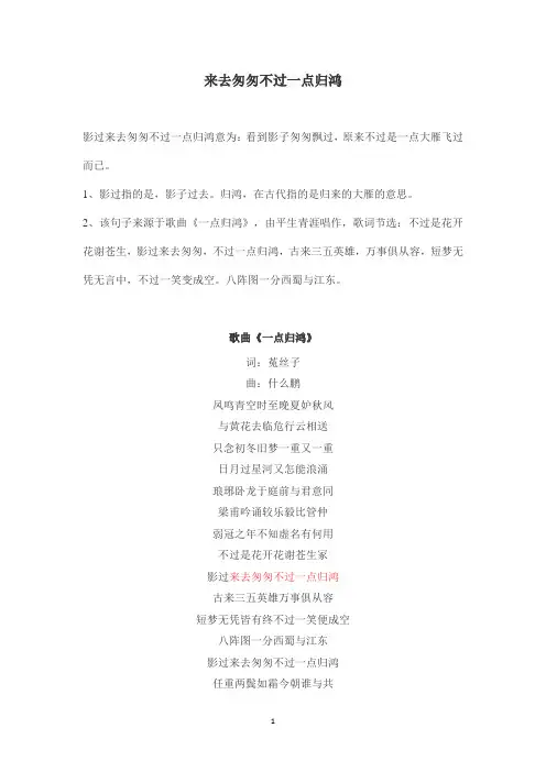 来去匆匆不过一点归鸿