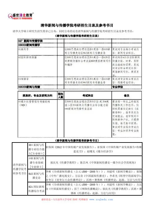 清华新闻与传播学院考研招生目录及参考书目