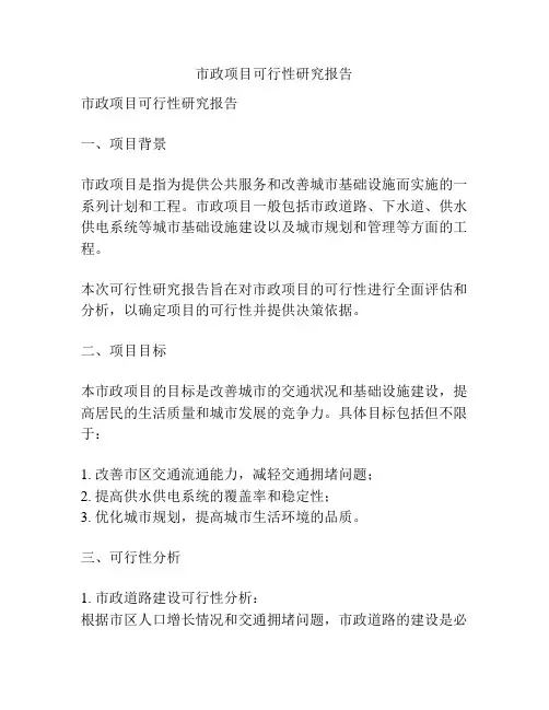 市政项目可行性研究报告