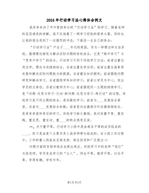 2024年行动学习法心得体会例文(2篇)