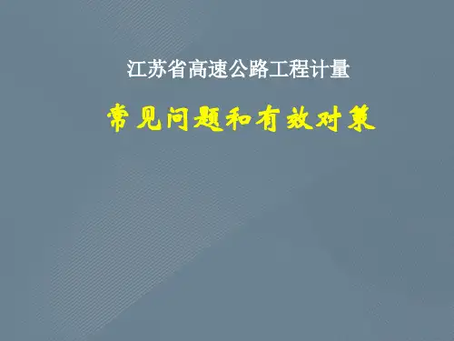 江苏省高速公路工程计量常见问题和有效对策