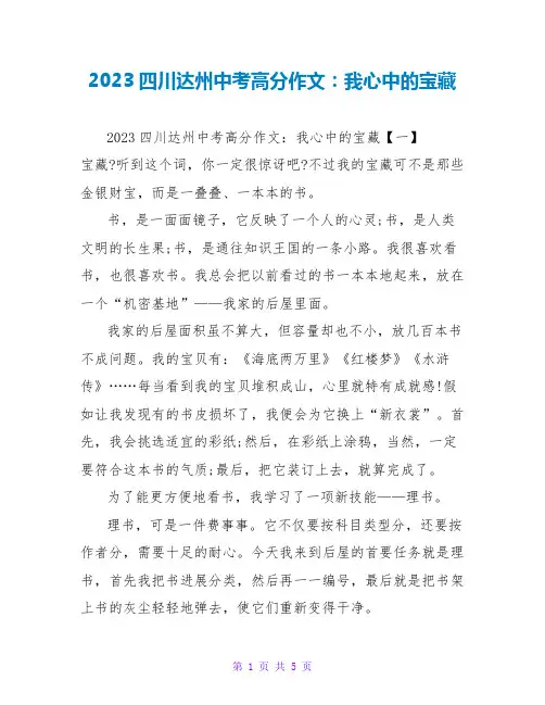 2023四川达州中考高分作文：我心中的宝藏