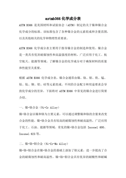 astmb366化学成分表