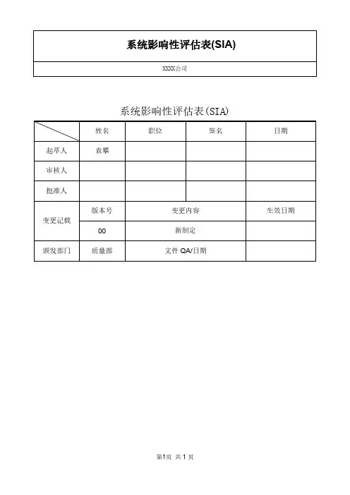 SOP-EM-024-R01 系统影响性评估SIA模板