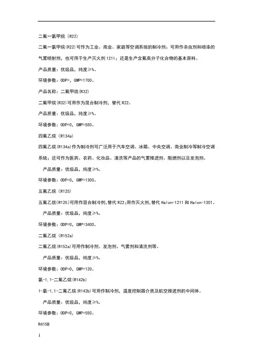 绿色环保制冷剂