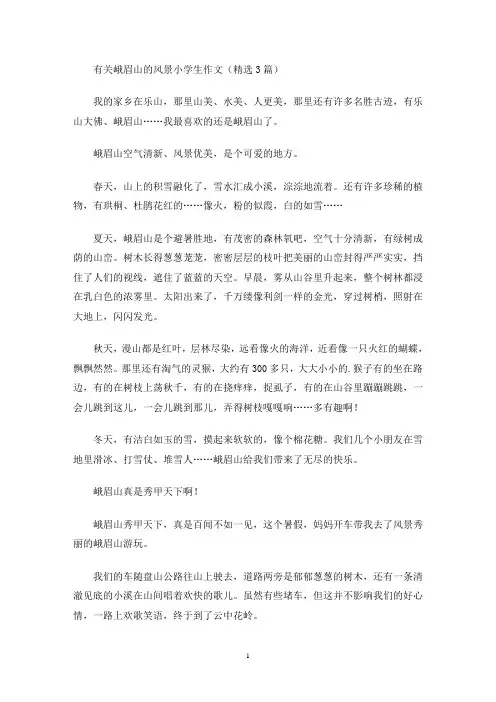 有关峨眉山的风景小学生作文(精选3篇)(最新)