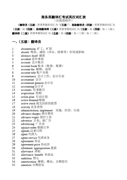 商务翻译英汉词汇3