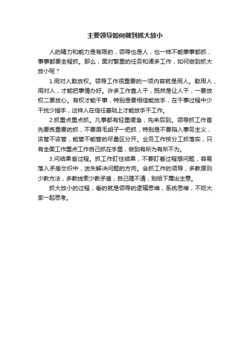 主要领导如何做到抓大放小