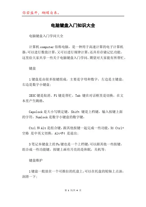 电脑键盘入门知识大全