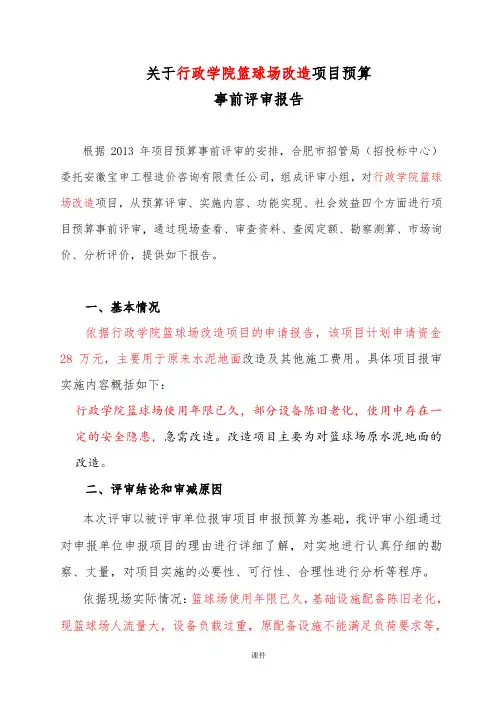 预算评审报告模版全面.doc