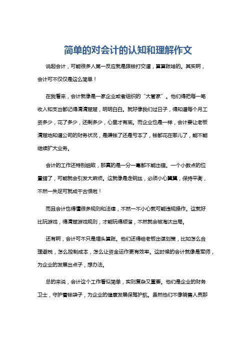 简单的对会计的认知和理解作文