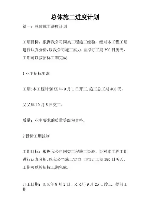 总体施工进度计划