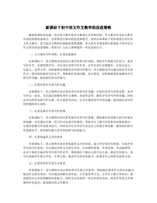 新课标下初中语文作文教学的改进策略