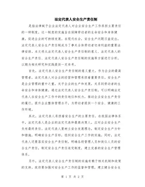法定代表人安全生产责任制