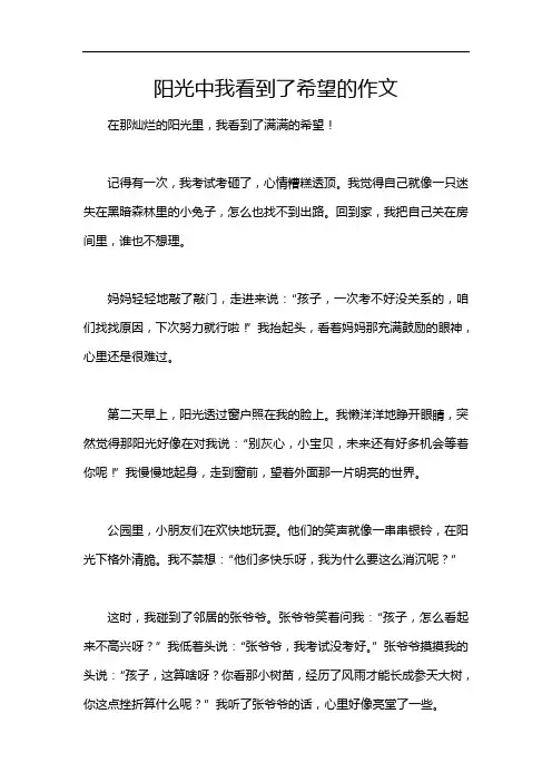 阳光中我看到了希望的作文