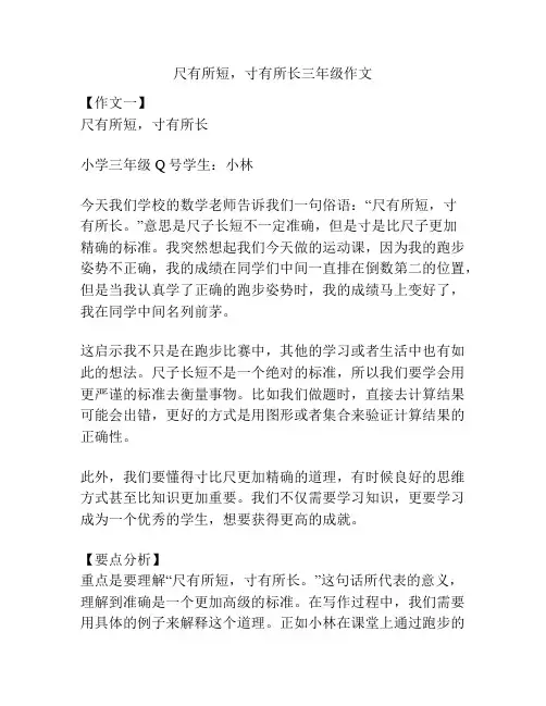 尺有所短,寸有所长三年级作文