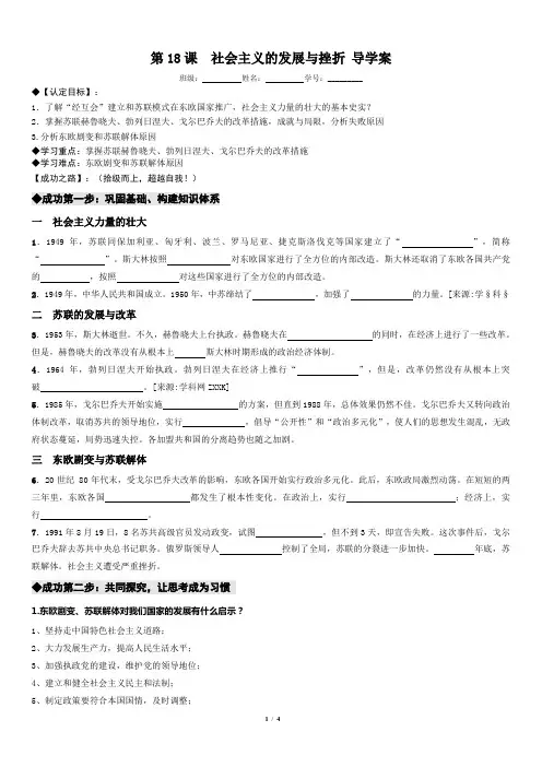 第18课  社会主义的发展与挫折(学案)-2020-2021学年九年级历史下册(部编版)