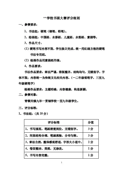 书画大赛评分细则