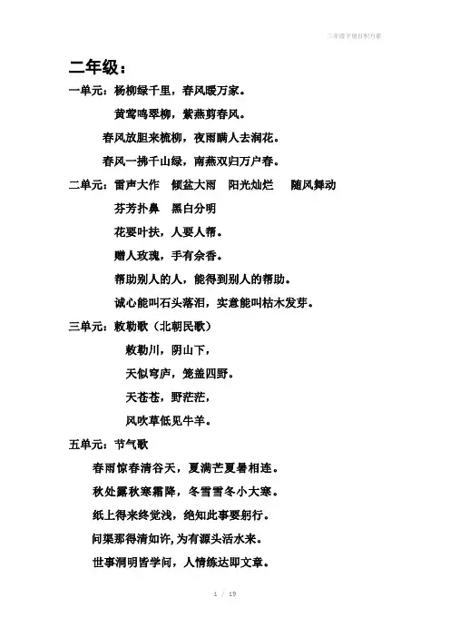 三年级下册日积月累