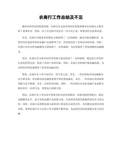 农商行工作总结及不足