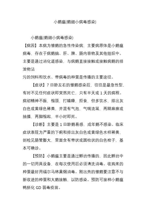 小鹅瘟(鹅细小病毒感染)