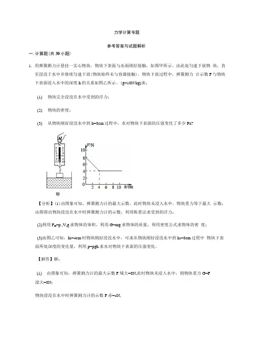 专题8 力学计算—九年级中考(四川)物理总复习专题训练.docx