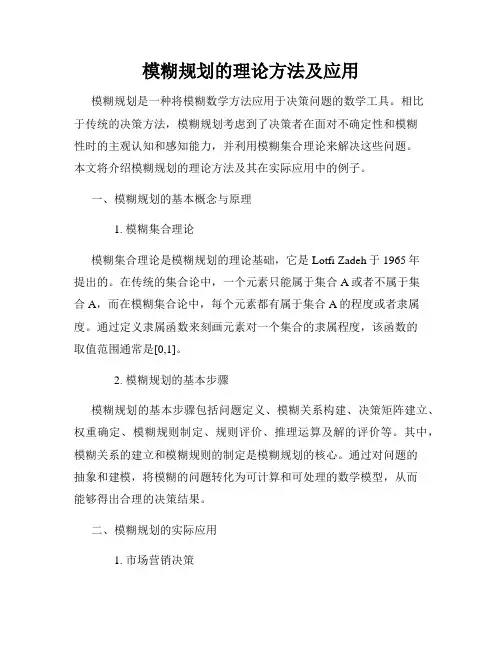 模糊规划的理论方法及应用