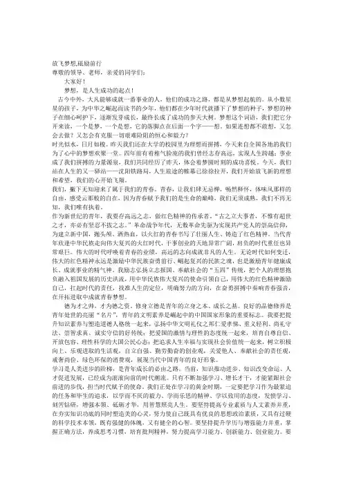 放飞梦想,砥砺前行