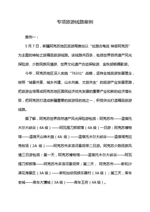 专项旅游线路案例