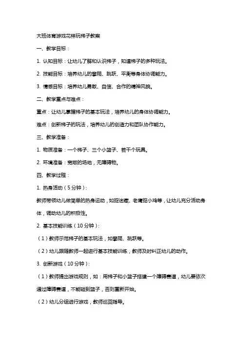 大班体育游戏花样玩梯子教案