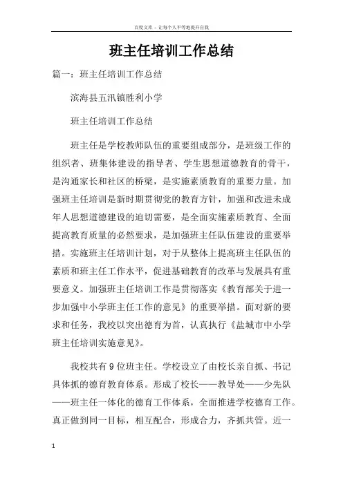 班主任培训工作总结doc