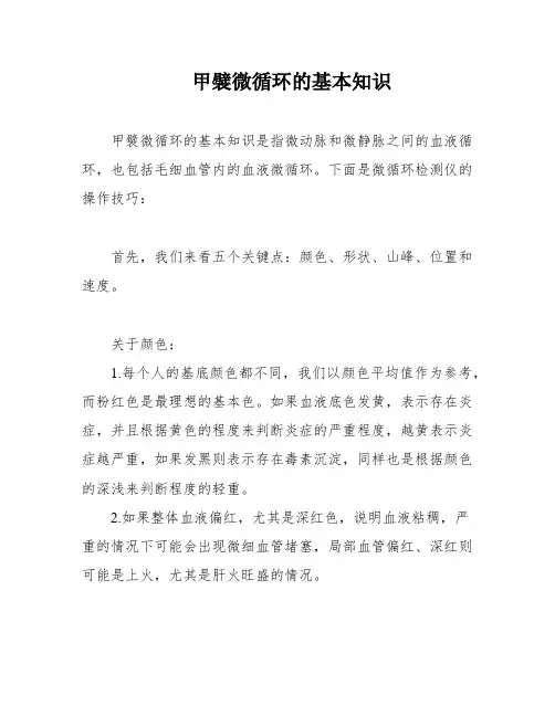 甲襞微循环的基本知识