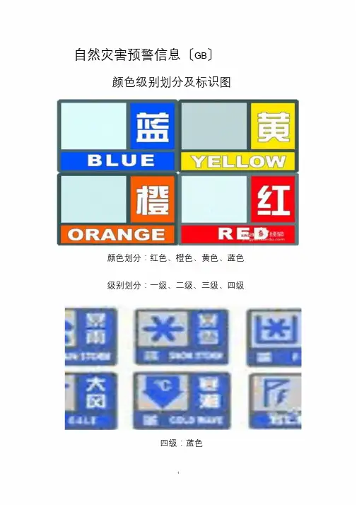 自然灾害预警信息---颜色、等级划分及图标