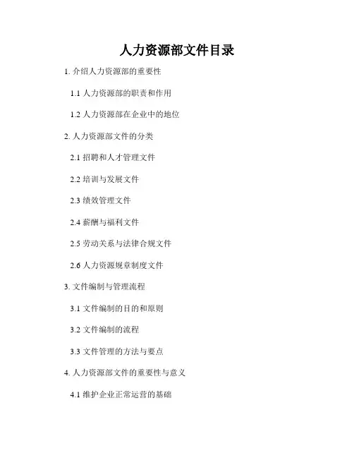人力资源部文件目录