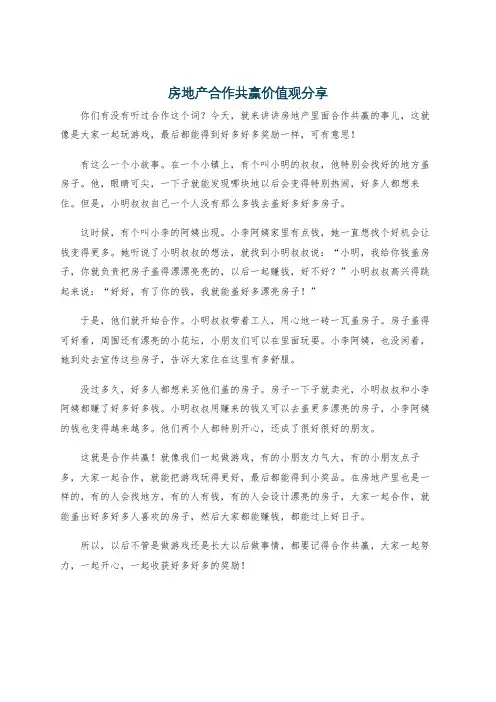房地产合作共赢价值观分享
